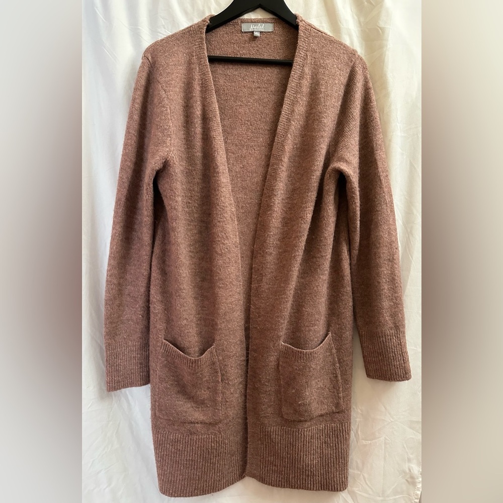 Marled Reunited Clothing Mauve Knit Duster Cardigan Sz M